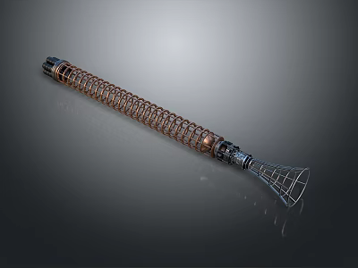 Industrial Spiral Mechanical Equipment With Metal Coil Structure And Mesh End Connector 3d model