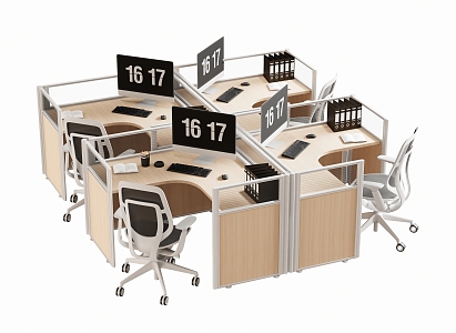 Modern Office Desk and Chair Staff Station Computer Desk and Chair 3d model