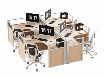 Modern Office Desk and Chair Staff Station Computer Desk and Chair 3d model