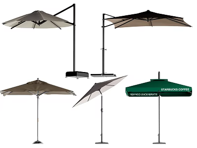 Outdoor Sunshade Umbrella Collection With Various Styles And Color Options 3d model