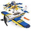 Lego Building Blocks Airplane Model With Orange Storage Box And Scattered Pieces
