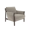 Modern Gray Linen Accent Chair With Black Wooden Frame And Comfortable Design