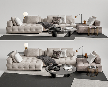 Light Luxury Sofa Coffee Table Combination 3d model