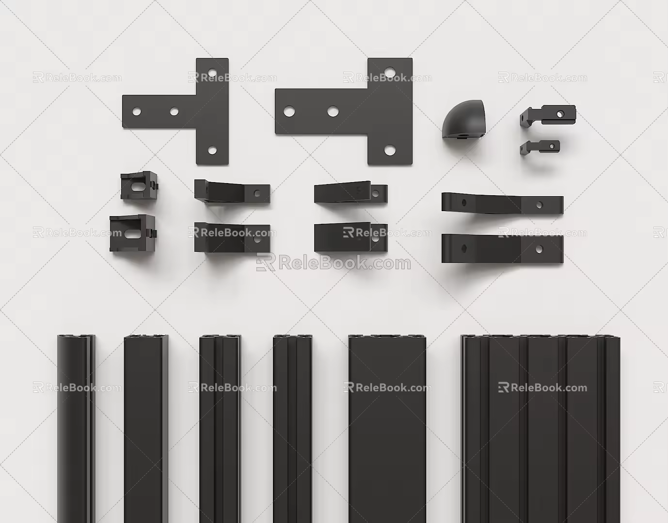 Industrial Aluminum Profile Angle Code Profile Connector Shelf Profile Structural Parts Aluminum Hardware Frame Material Profile 3d model