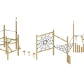 Wooden Playground Equipment With Climbing Net Rope Web And Frame Structures 3d model