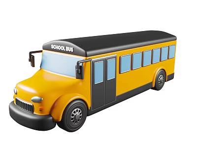 Yellow School Bus Exterior Design With Side Windows and Front Door for Student Transportation 3d model