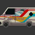 Vibrant Cartoon Style Van With Colorful Stripes Patterns FUN Lettering And License Plate HW2024