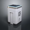 Modern White Paper Shredder With Blue Light Top And Recycling Symbol