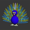 Peacock Themed Furniture Decor With Blue Body And Yellow Blue Spotted Plumage