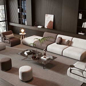 Minotti sofa coffee table combination 3d model