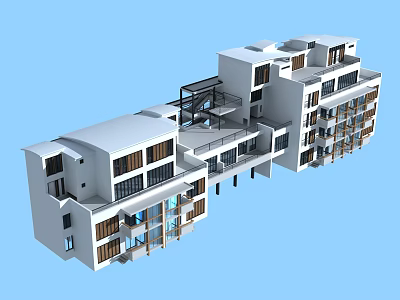 modern residential building villa single house 3d model modern residential building villa single house 3d model