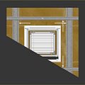 Architectural Structure Model Featuring Yellow Silver Metal Framework And Grid Design