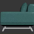 Modern Teal Leather Two Seater Sofa With Cushions And Metal Legs