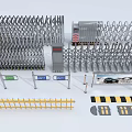 Modern Public Facilities With Automatic Gates Railings And Safety Barriers Systems 3d model