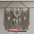 Gray And White Macrame Wall Hanging With Leaf Decorations And Tassels For Home Decor
