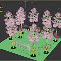 Outdoor Play Area With Pine Trees Green Surface Climbing Structures And Colorful Equipment