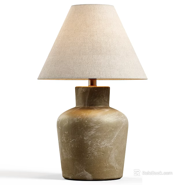 Elegant Table Lamp With Beige Lampshade Gold Base And Marble Texture Design 3d model 