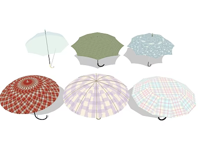 Various Colored And Patterned Umbrellas With Different Designs And Styles 3d model