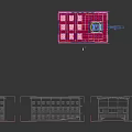 Large Conference Hall Interior With Red Seats Ceiling Red Stars And Central Decorative Pool