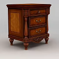 Vintage Wooden Storage Cabinet With Three Drawers And Intricate Carved Details