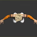 Anime Style Male Character With Spiky Blonde Hair Orange Arm Guards And White Boots