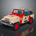Beige And Red Military Off Road Vehicle Open Top Building Block Toy Model