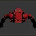Game Movie Character With Red And Black Armored Helmet And Costume Design