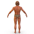 3D Primitive Male Character As Tribal Creature Standing With Shirtless Torso And Simple Cloth