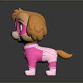Cute Cartoon Dog Toy Figure In Pink Costume With Mask And Wings