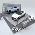 LEADMOTOR Exhibition Booth With White Car Display Screen Tables And Chairs