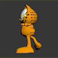Garfield 3D Character Model With Orange Body Black Stripes Big Eyes Open Arms