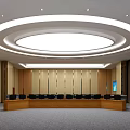 Modern Conference Room Interior With Large Screen Conference Table Computers And Chairs