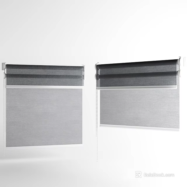 Modern Gray Roller Blinds For Home Window With Light Filtering Design 3d model