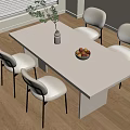Modern Dining Room Interior With White Table Golden Leg Chairs Vase And Fruit Bowl
