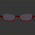 Red Frame Sunglasses With Reflective Lenses On Black Surface And Reflection 3d model