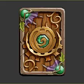 Ornate Wooden Book Cover Featuring Spiral Green Design Gear Accents And Purple Vines