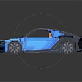 Blue Low Poly Sports Car With Wooden Interior Modern Design Sleek Stripes And Stylish Wheels