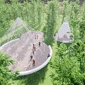 Structures Landscape Pavilion Metal Mesh Tapered Abstract Bamboo Shoots Plastic Art Device Forest Setches 3d model