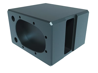 Gray Cube Shaped Mechanical Component With Holes And Rectangular Opening 3d model