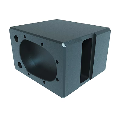 Gray Cube Shaped Mechanical Component With Holes And Rectangular Opening 3d model