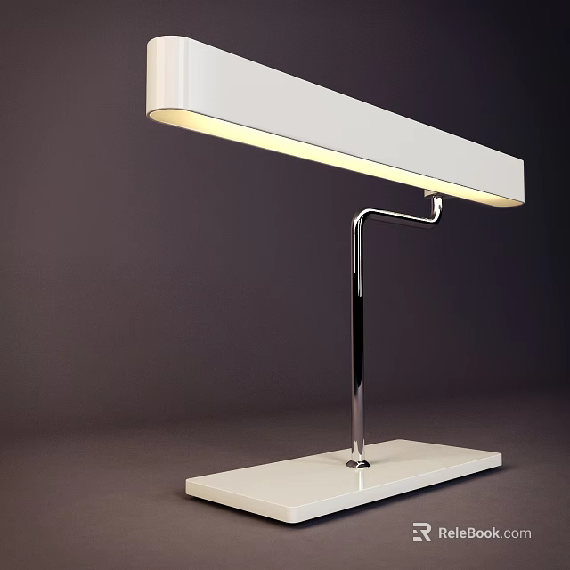 Modern White Desk Lamp With Sleek Metal Stand And Rectangular Shade 3d model 