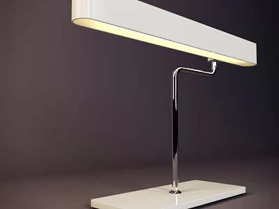 Modern White Desk Lamp With Sleek Metal Stand And Rectangular Shade 3d model