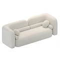 Comfortable Modern Beige Sectional Sofa With Rounded Arms And Upholstered Design 3d model