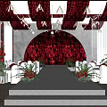 Elegant Floral Decor Design for Wedding With Red Rose Backdrop and Stage Lighting