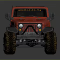 Red Open Top Off Road Vehicle With Big Tires And Jeep Style Design