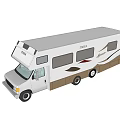 White Modern Motorhome With Brown Accent Stripes And Side Windows 3d model