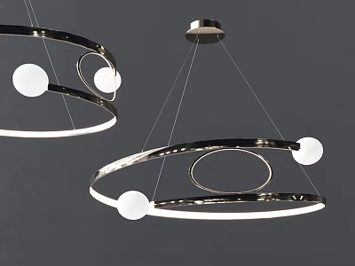 Modern Chandelier With Circular Metal Frame And Spherical Bulbs For Interior Lighting 3d model
