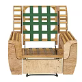 Single Sofa With Wooden Frame And Green Grid Support Exposed Internal Structure 3d model