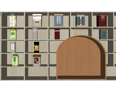 Modern Decorative Cabinet Tea Bag Tea Cans Combination 3d model