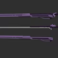 Three Purple Modern Longbow Weapons With Sleek Design And Decorative Tips
